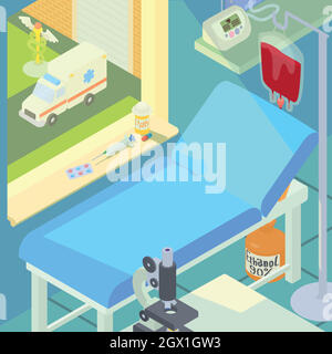 Hospital medical chamber concept, cartoon style Stock Vector