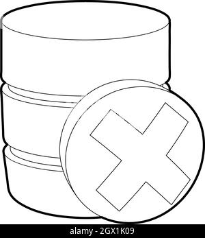 Closed database icon, outline style Stock Vector