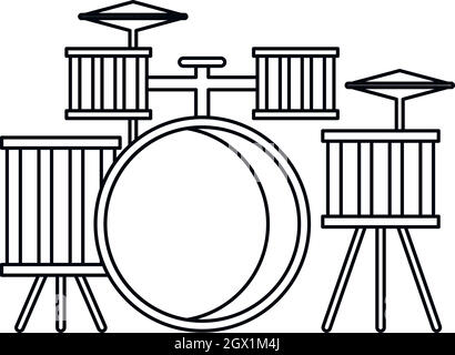 Drums icon, outline style Stock Vector