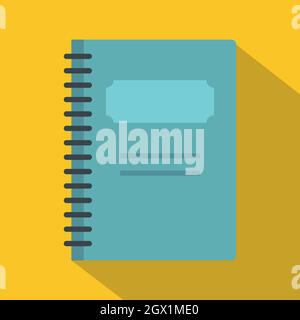 Blue closed spiral notebook icon, flat style Stock Vector
