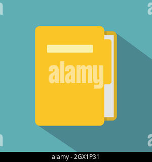 Yellow file folder icon, flat style Stock Vector