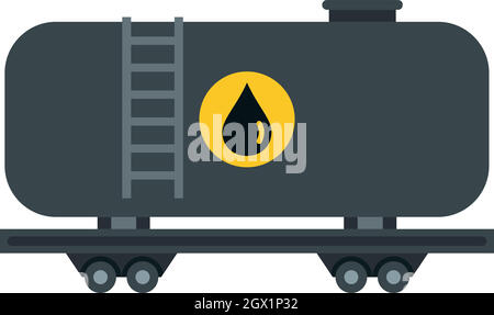 Gasoline railroad tanker icon, flat style Stock Vector