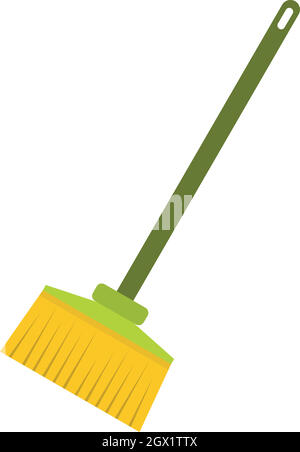 Broom icon, flat style Stock Vector