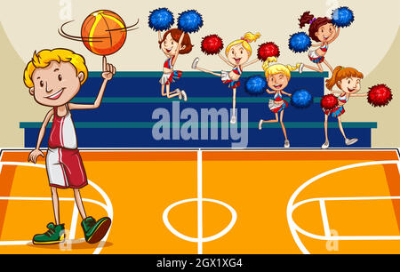 People playing basketball at court Stock Vector