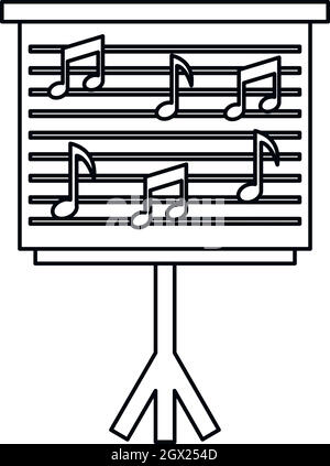 Musical notes on stand icon, outline style Stock Vector