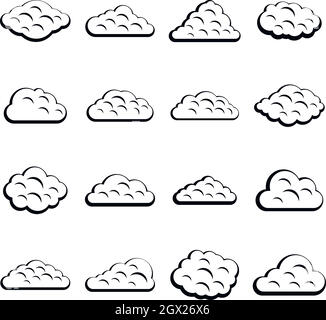 Clouds icons set, simple style Stock Vector