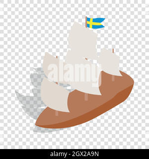 Ship with Swedish flag isometric icon Stock Vector