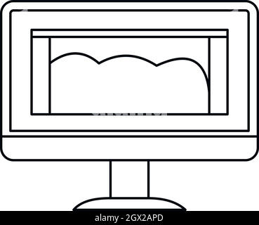 Drawing monitor icon, outline style Stock Vector