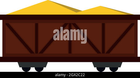 Train cargo wagon icon, flat style Stock Vector