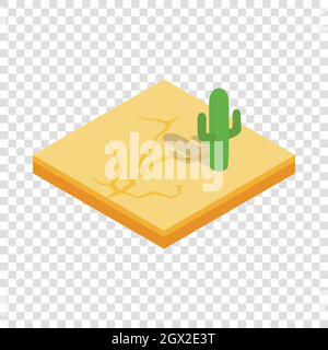 Desert cactus landscape isometric icon Stock Vector