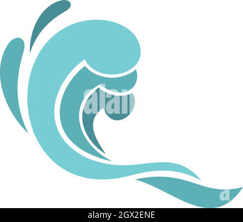 Blue wave icon, cartoon style Stock Vector