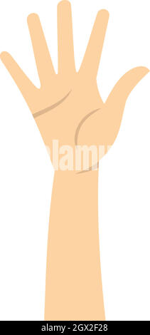 Hand showing five fingers icon, flat style Stock Vector