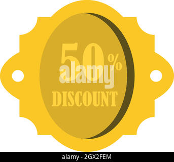 Golden 50 percent off flat cartoon style vector logo concept. 50 percent  sale isolated icon on white background. Fifty percent discount for  business. Vector illustration 4141836 Vector Art at Vecteezy