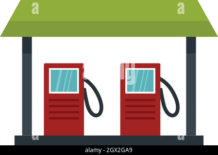 Gas station icon, flat style Stock Vector