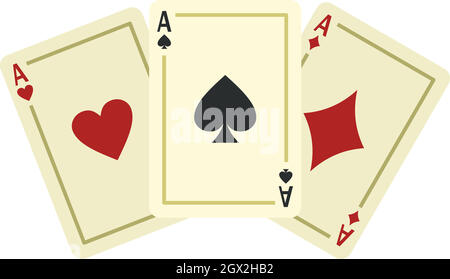 Aces playing cards icon, flat style Stock Vector