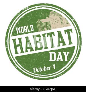 World habitat day grunge rubber stamp on white background, vector illustration Stock Vector
