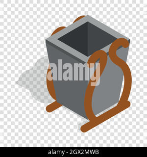 Gray litter bin isometric icon Stock Vector
