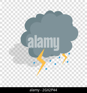 Cloud, lightning and hail isometric icon Stock Vector