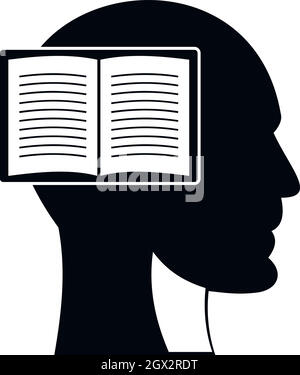 Head with open book icon, simple style Stock Vector