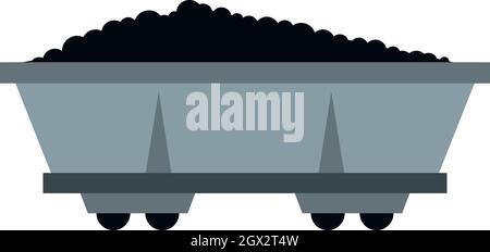 Coal trolley icon, flat style Stock Vector