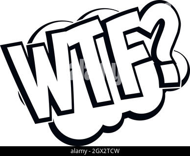 WTF, comic book bubble text icon, simple style Stock Vector