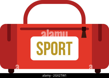 Red sports bag icon, flat style Stock Vector