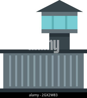 Prison tower icon, flat style Stock Vector