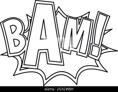 BAM, explosion effect icon, outline style Stock Vector