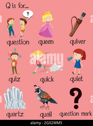 Many words begin with letter Q Stock Vector