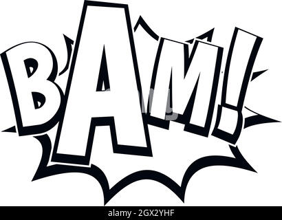 BAM, comic book bubble icon, simple style Stock Vector