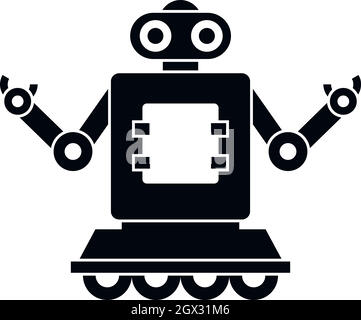 Cyborg on wheels icon, simple style Stock Vector