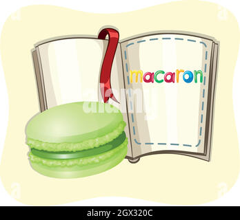 Green tea macaron and a book Stock Vector