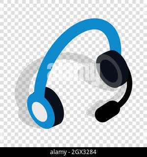 Headphones with microphone isometric icon Stock Vector