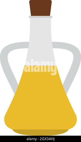 Bottle with olive oil icon, flat style Stock Vector