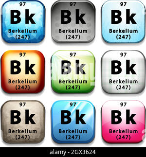 A button showing the element Berkelium Stock Vector