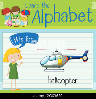 Flashcard letter h is for helicopter Stock Vector