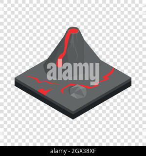 Volcano landscape isometric icon Stock Vector