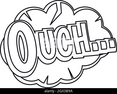 Ouch, comic text speech bubble icon, outline style Stock Vector