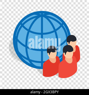 Planet and people isometric icon Stock Vector