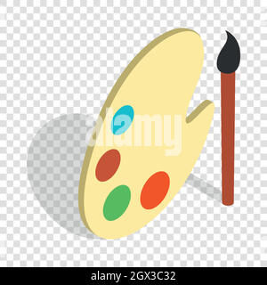 Art palette with paints and brush isometric icon Stock Vector