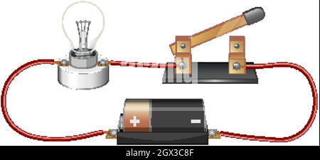 Science experiment of electric circuit Stock Vector