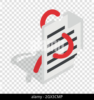 Computer worm, document destruction isometric icon Stock Vector