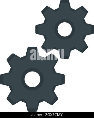 Gear icon, flat style Stock Vector