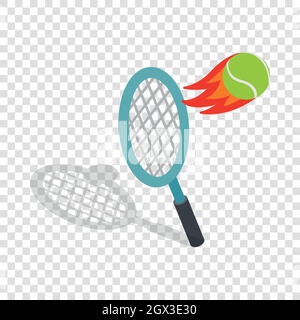 Flying tennis ball isometric icon Stock Vector