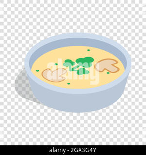 Puree soup with mushrooms isometric icon Stock Vector