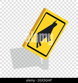 Cattle traffic warning isometric icon Stock Vector