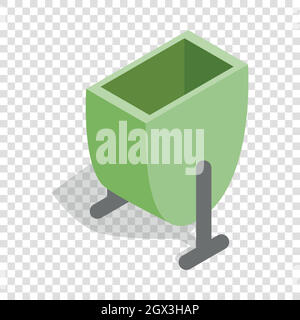 Green trash outdoor bin isometric icon Stock Vector