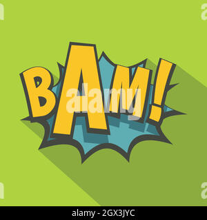 BAM, comic book explosion icon, flat style Stock Vector