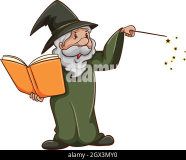 A simple sketch of an old wizard Stock Vector