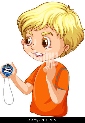 A coach boy cartoon character holding a timer illustration Stock Vector  Image & Art - Alamy